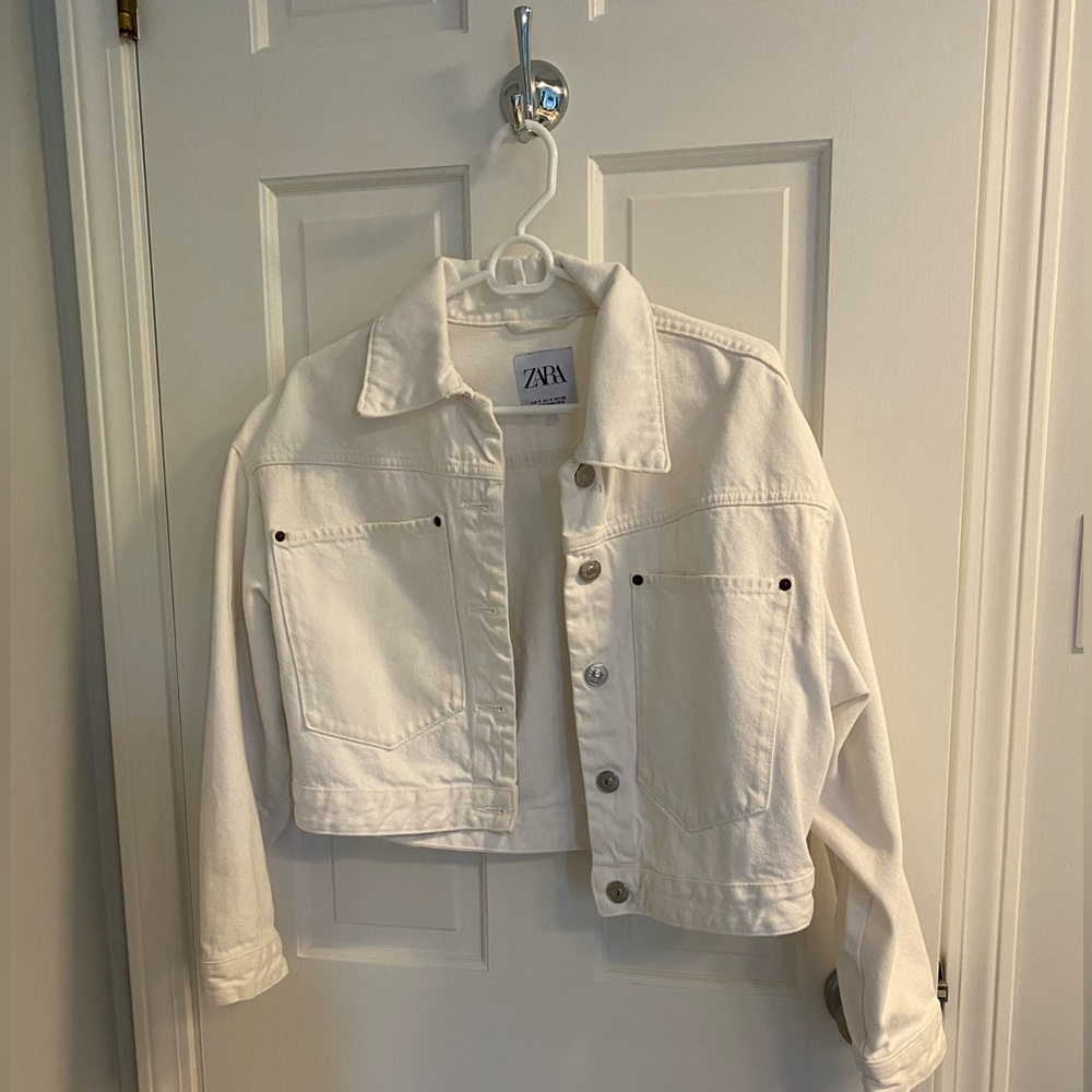 Zara Oversized White Jean Jacket Size S